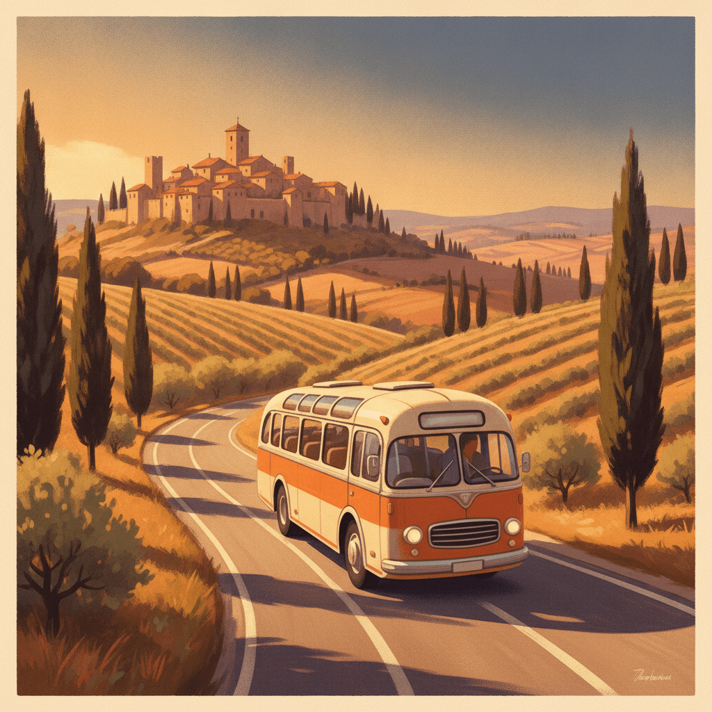 Pullman Fuori Rotta tra colline italiane